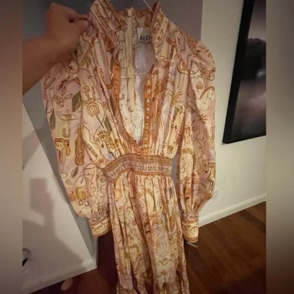 ALEMAIS Orange Solitaire Bell Sleeve Midi Dress size 6 - Picture 6 of 7